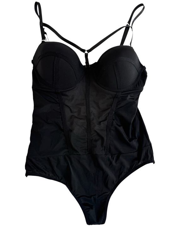 Other - Unbranded Womens Thong Structured Bodysuit Mesh Size L Black Lingerie